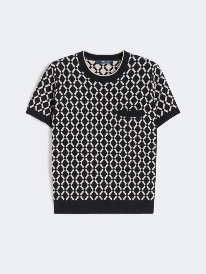 Camisola em jacquard de lã, azul ultramar