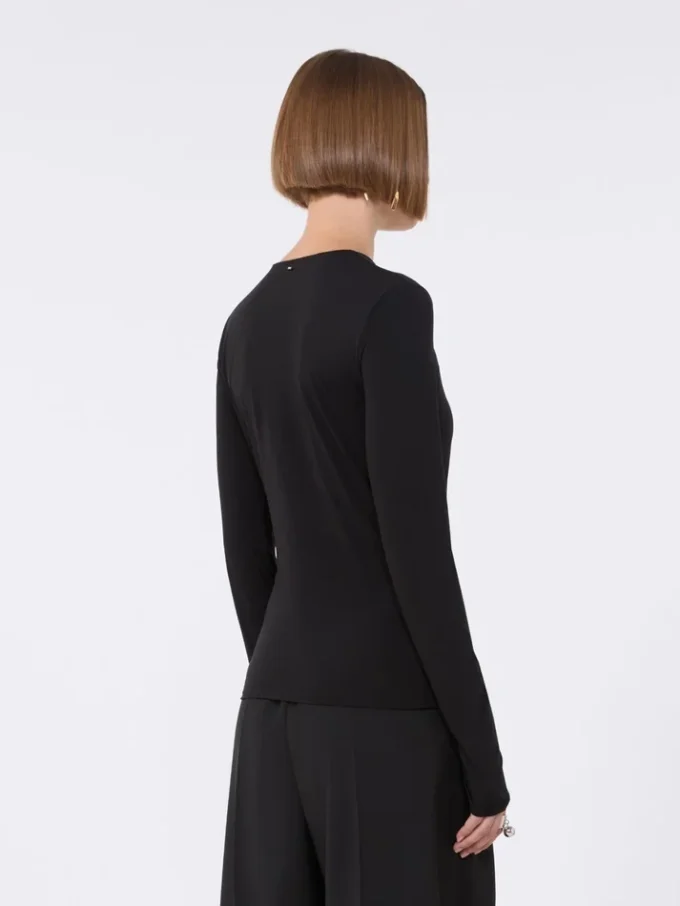 Camisola justa em jersey, preta Camisola justa em jersey, preta