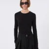 Camisola justa em jersey, preta Camisola justa em jersey, preta