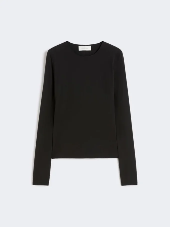 Camisola justa em jersey, preta Camisola justa em jersey, preta