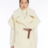 Capa em tecido de alpaca e lã teddy, branco óptico Capa em tecido de alpaca e lã teddy, branco óptico