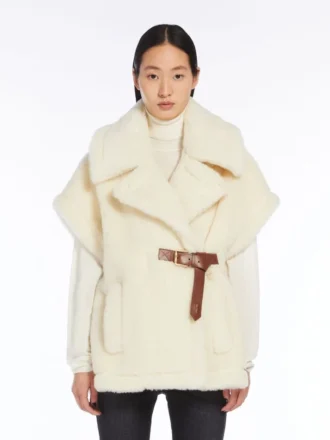 Capa em tecido de alpaca e lã teddy, branco óptico
