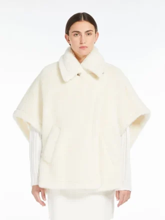 Capa em tecido de alpaca e lã teddy, branco óptico