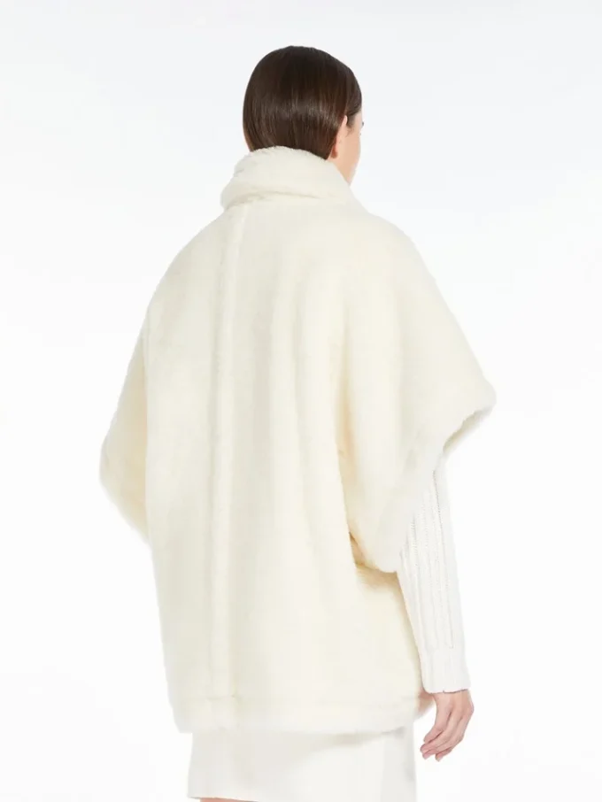 Capa em tecido de alpaca e lã teddy, branco óptico Capa em tecido de alpaca e lã teddy, branco óptico