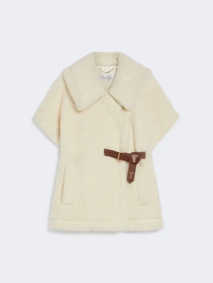 Capa em tecido de alpaca e lã teddy, branco óptico Capa em tecido de alpaca e lã teddy, branco óptico