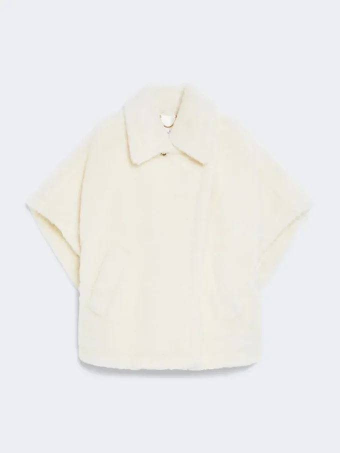 Capa em tecido de alpaca e lã teddy, branco óptico Capa em tecido de alpaca e lã teddy, branco óptico