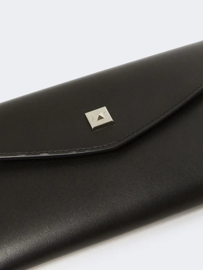 Carteira tipo envelope em pele, preta Carteira tipo envelope em pele, preta