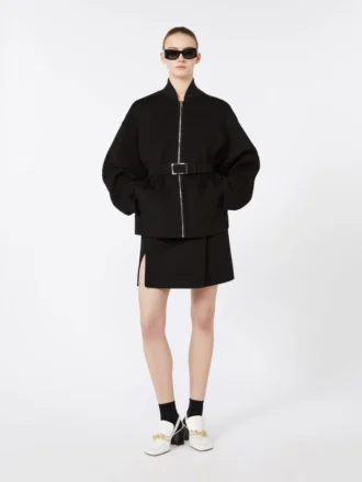 Casaco bomber oversized em lã, preto