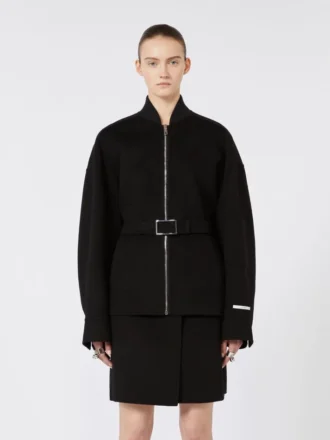 Casaco bomber oversized em lã, preto