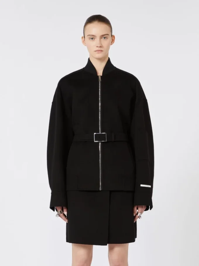 Casaco bomber oversized em lã, preto Casaco bomber oversized em lã, preto
