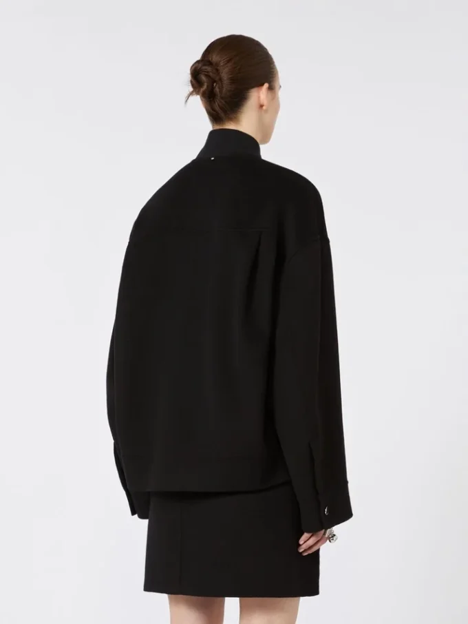 Casaco bomber oversized em lã, preto Casaco bomber oversized em lã, preto