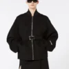 Casaco bomber oversized em lã, preto Casaco bomber oversized em lã, preto