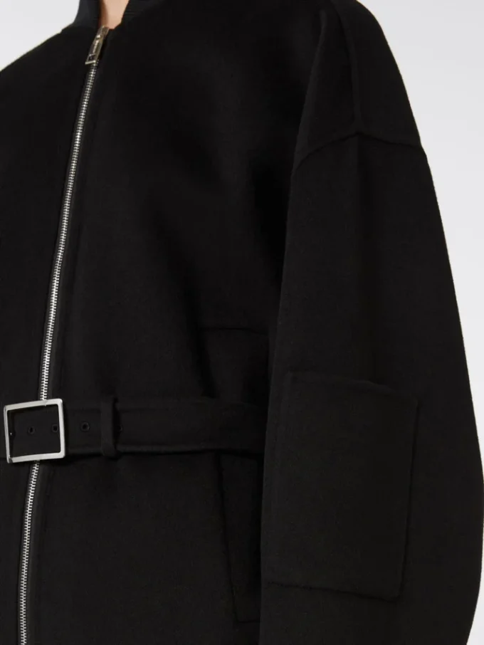Casaco bomber oversized em lã, preto Casaco bomber oversized em lã, preto