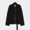 Casaco bomber oversized em lã, preto Casaco bomber oversized em lã, preto