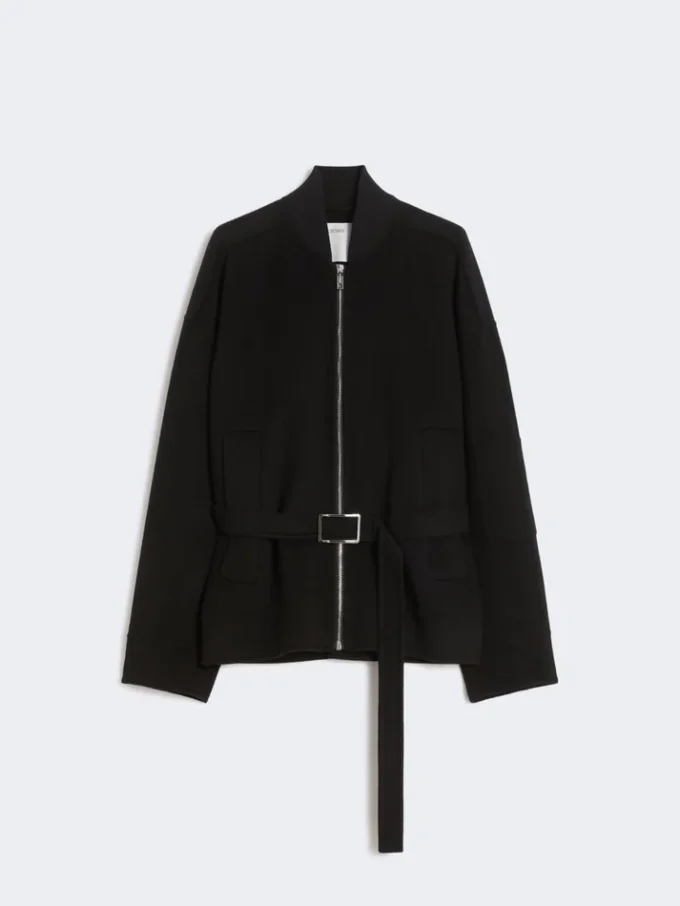 Casaco bomber oversized em lã, preto Casaco bomber oversized em lã, preto