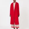 Casaco comprido de lã, caxemira e seda, vermelho