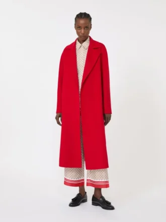 Casaco comprido de lã, caxemira e seda, vermelho