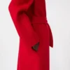 Casaco comprido de lã, caxemira e seda, vermelho