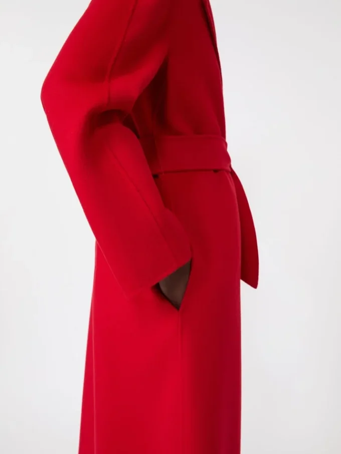 Casaco comprido de lã, caxemira e seda, vermelho