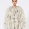 Casaco curto com pétalas em organza estampada, cinzento pérola Casaco curto com pétalas em organza estampada, cinzento pérola