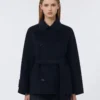 Casaco curto de Pure Wool com botões duplos, azul-escuro Casaco curto de Pure Wool com botões duplos, azul-escuro