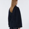 Casaco curto de Pure Wool com botões duplos, azul-escuro Casaco curto de Pure Wool com botões duplos, azul-escuro