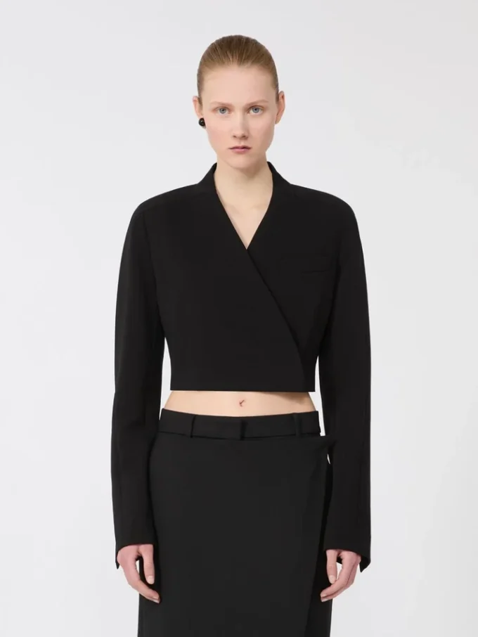 Casaco curto em jersey, preto Casaco curto em jersey, preto