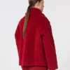 Casaco curto estilo teddy em alpaca e lã, vermelho Casaco curto estilo teddy em alpaca e lã, vermelho