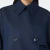 Casaco curto tipo trench em gabardine repelente à água, azul-marinho Casaco curto tipo trench em gabardine repelente à água, azul-marinho