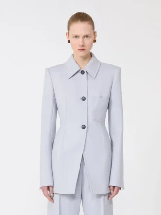 Casaco de camisa justo em gabardine, cinzento médio