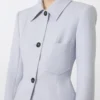 Casaco de camisa justo em gabardine, cinzento médio