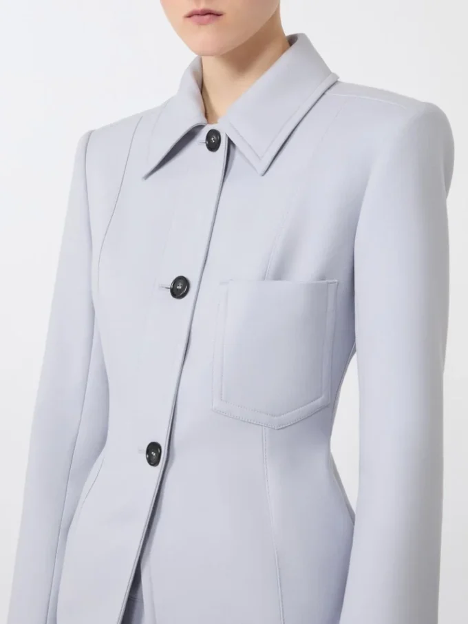 Casaco de camisa justo em gabardine, cinzento médio