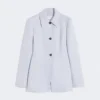 Casaco de camisa justo em gabardine, cinzento médio
