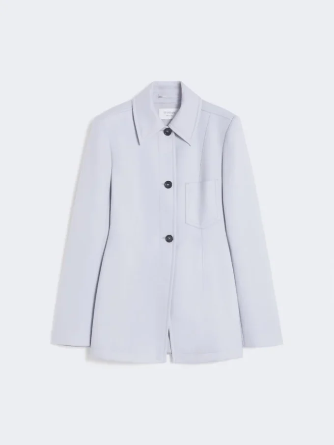 Casaco de camisa justo em gabardine, cinzento médio