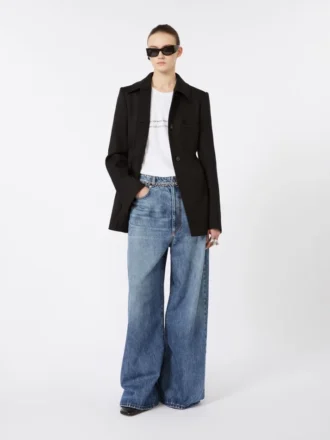 Casaco de camisa justo em gabardine, preto