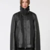 Casaco de couro pesado oversized, preto Casaco de couro pesado oversized, preto