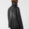 Casaco de couro pesado oversized, preto Casaco de couro pesado oversized, preto