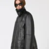 Casaco de couro pesado oversized, preto Casaco de couro pesado oversized, preto