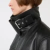 Casaco de couro pesado oversized, preto Casaco de couro pesado oversized, preto