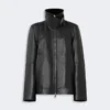 Casaco de couro pesado oversized, preto Casaco de couro pesado oversized, preto