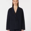 Casaco de crepe de viscose com botões duplos, azul ultramar Casaco de crepe de viscose com botões duplos, azul ultramar