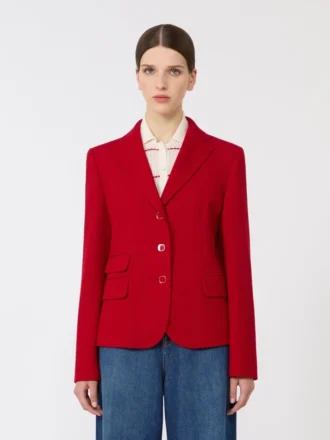 Casaco de jersey piqué de botões simples, vermelho