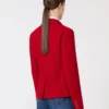 Casaco de jersey piqué de botões simples, vermelho
