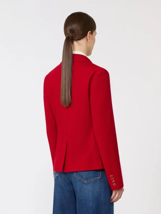 Casaco de jersey piqué de botões simples, vermelho