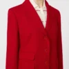 Casaco de jersey piqué de botões simples, vermelho