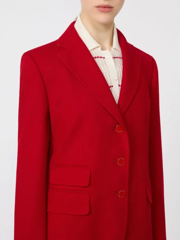 Casaco de jersey piqué de botões simples, vermelho