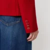 Casaco de jersey piqué de botões simples, vermelho