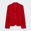 Casaco de jersey piqué de botões simples, vermelho
