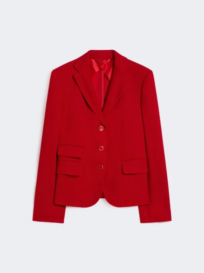 Casaco de jersey piqué de botões simples, vermelho