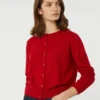 Casaco de malha de lã e caxemira, vermelho Casaco de malha de lã e caxemira, vermelho